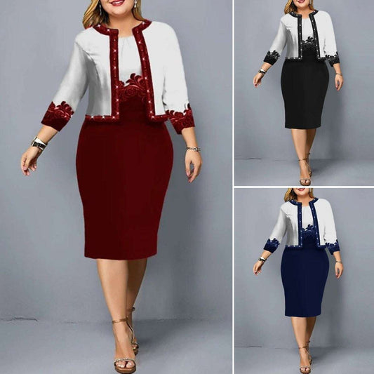 damska dwuczęściowa, modna i elegancka, profesjonalnie wystylizowana odzież damska (top + spódnica)