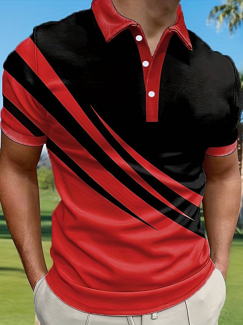 🔥【Oferta ograniczona czasowo】👔【S-6XL】Męska nowa letnia koszulka POLO w paski z nadrukiem 3D
