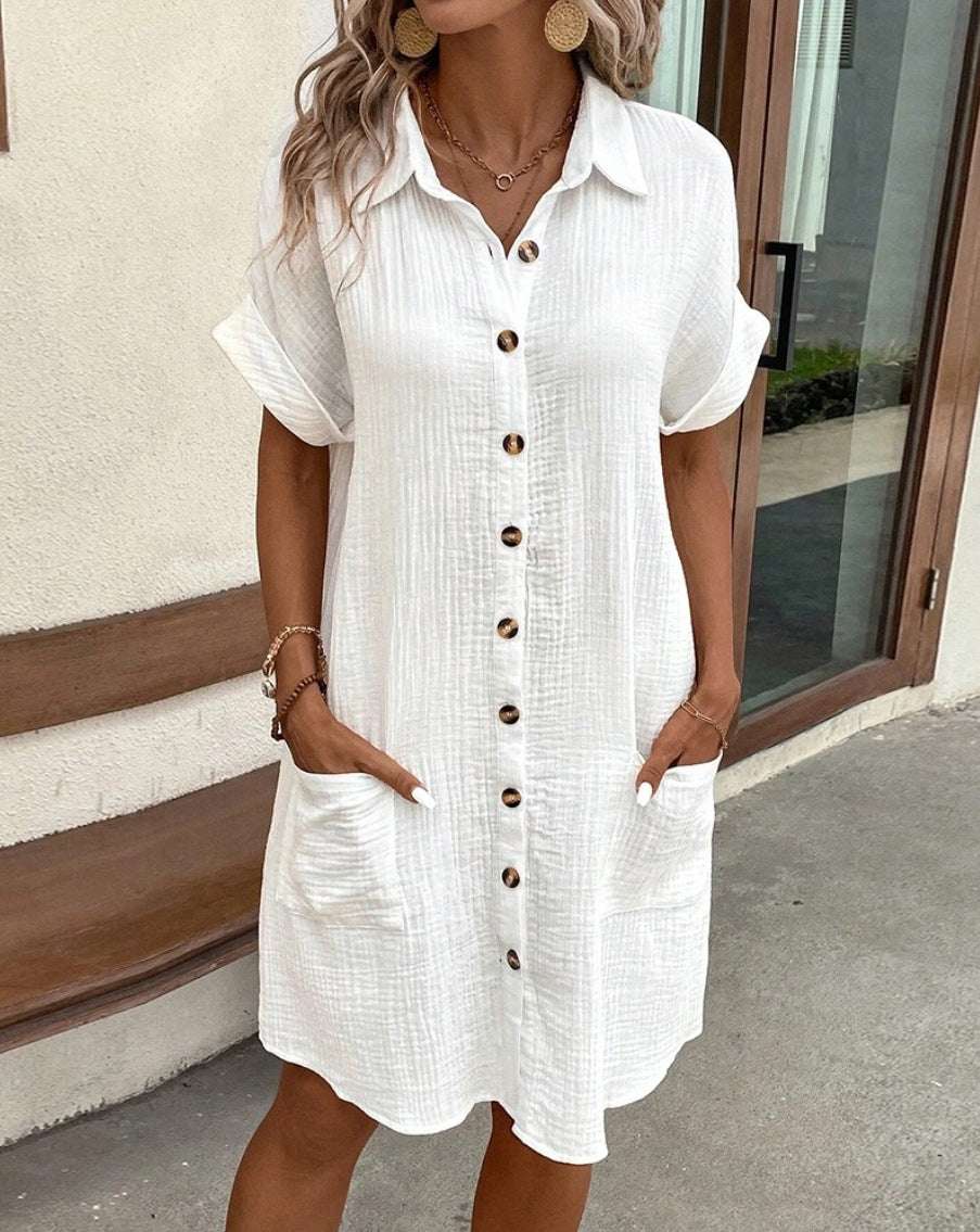 🌸【Gorąca wyprzedaż】💎 [S-6XL] 2025 bawełniano-lniana sukienka z krótkim rękawem, lekka i przewiewna