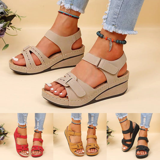 😘【35-43】Modne ljetne sandale na klin s debelim potplatom,✨ udobne i protuklizne, 🌷prozračne i ležerne 