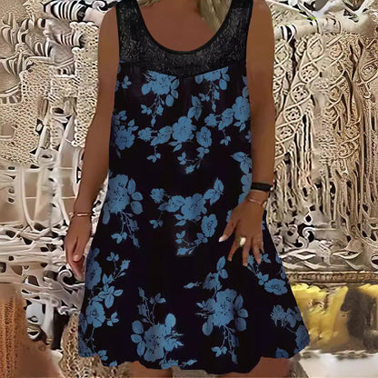 【Oferta por tiempo limitado】[L-8XL] Vestido estampado con cuello sin mangas de verano para mujer
