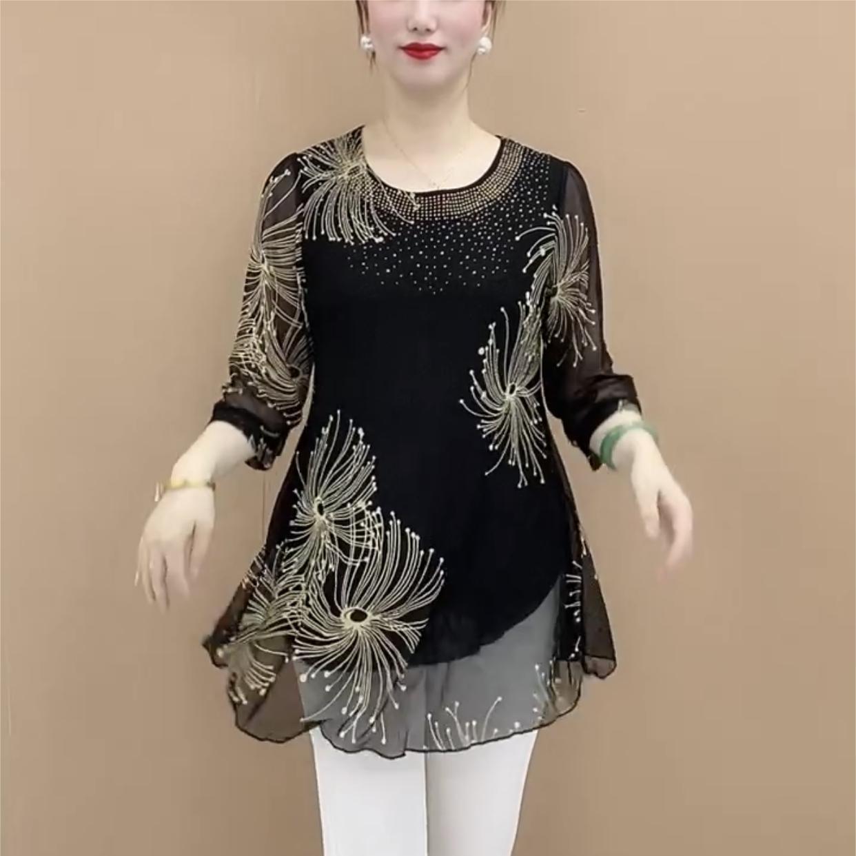 ✨【Oferta por tiempo limitado】Camisa de gasa estampada para mujer de nuevo estilo de moda