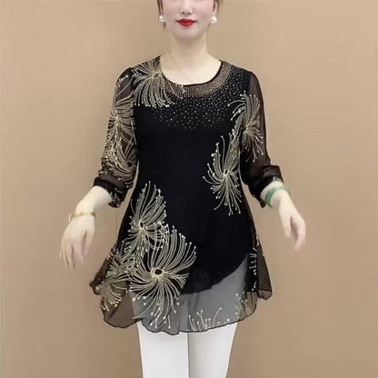 ✨【Oferta por tiempo limitado】Camisa de gasa estampada para mujer de nuevo estilo de moda
