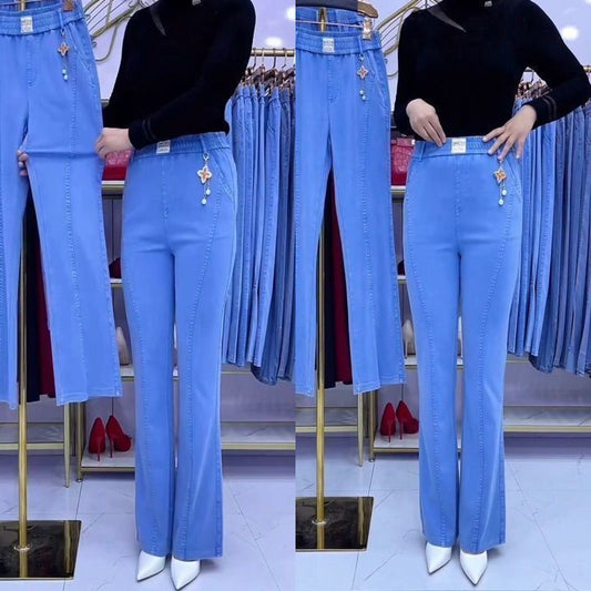 👖【S-4XL】2025 Wiosna i lato Xinjuan damskie jeansy z wysokim stanem i stretchem