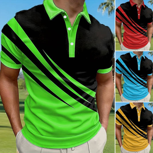 🔥【Oferta ograniczona czasowo】👔【S-6XL】Męska nowa letnia koszulka POLO w paski z nadrukiem 3D