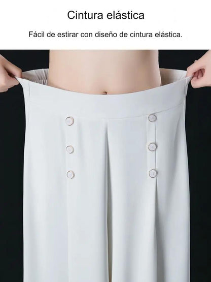 🔥(El 2º artículo solo cuesta 10€)Falda de pantalón de pierna ancha y cintura alta drapeada a la moda para mujer