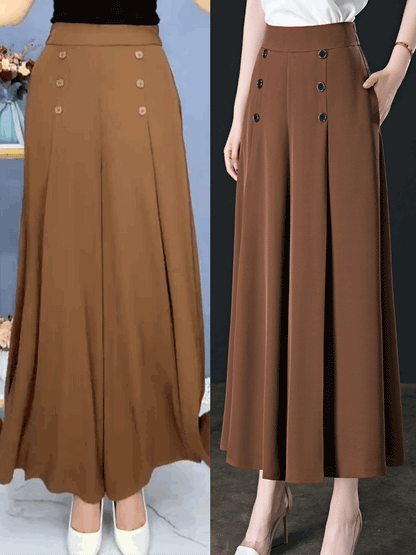 💖【M-5XL】Falda drapeada de moda para mujer con piernas anchas y cintura alta 