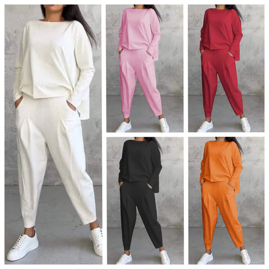💥50% popusta na ograničeno vrijeme💖 Komplet dugih rukava, bluza s okruglim izrezom i duge hlače 