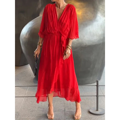 💟【S-5XL】👗 Višebojna čipkana haljina od šifona s rukavima u obliku krila šišmiša 