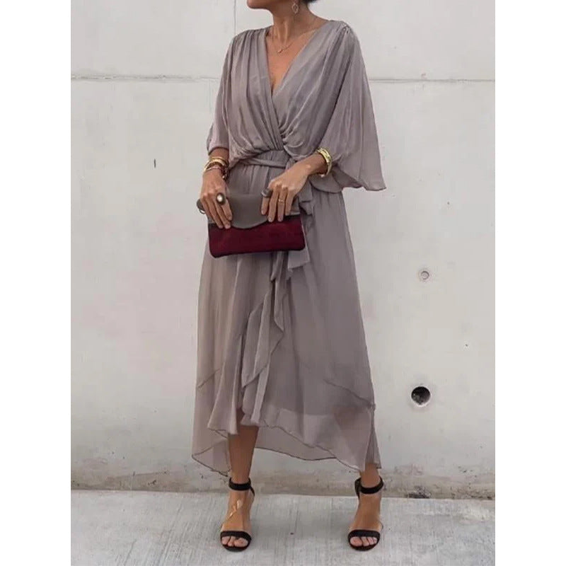 💟【S-5XL】👗 Višebojna čipkana haljina od šifona s rukavima u obliku krila šišmiša 