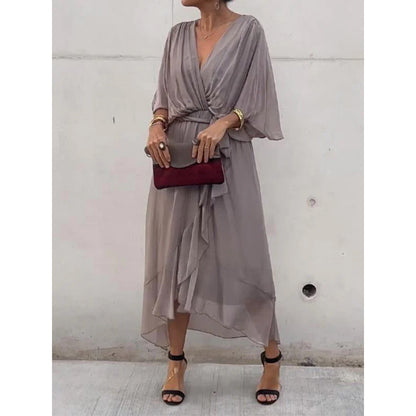 💟【S-5XL】👗 Višebojna čipkana haljina od šifona s rukavima u obliku krila šišmiša 