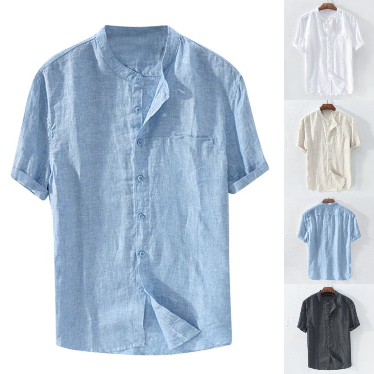 Gran oferta en verano🔥[S-5XL] Camisas informales de algodón y lino de manga corta para hombre