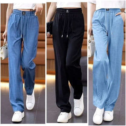 ❤️2025【S-3XL】 Ice Silk široke traperice visokog struka 