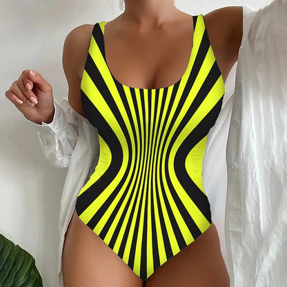 【🔥Vruća rasprodaja🔥】【😍S~6XL】Seksi prugasti jednodijelni kupaći kostim🩱Izgled za mršavljenje 💥 