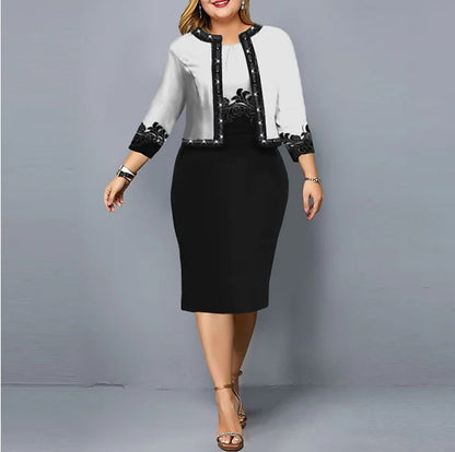 damska dwuczęściowa, modna i elegancka, profesjonalnie wystylizowana odzież damska (top + spódnica)