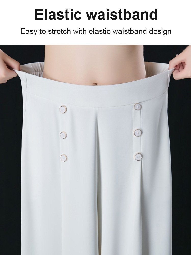 💖【M-5XL】Falda drapeada de moda para mujer con piernas anchas y cintura alta 