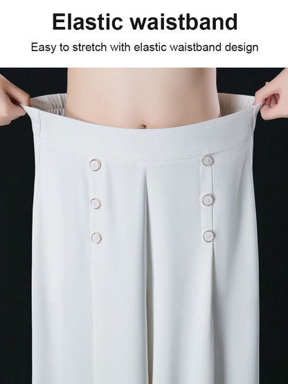 💖【M-5XL】Falda drapeada de moda para mujer con piernas anchas y cintura alta 
