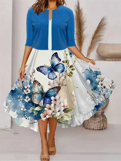 👗 Dvodijelni set spuštene haljine plus mali blejzer 【S-2XL】 