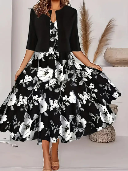 👗 Dvodijelni set spuštene haljine plus mali blejzer 【S-2XL】 