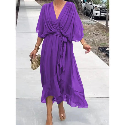 💟【S-5XL】👗 Višebojna čipkana haljina od šifona s rukavima u obliku krila šišmiša 