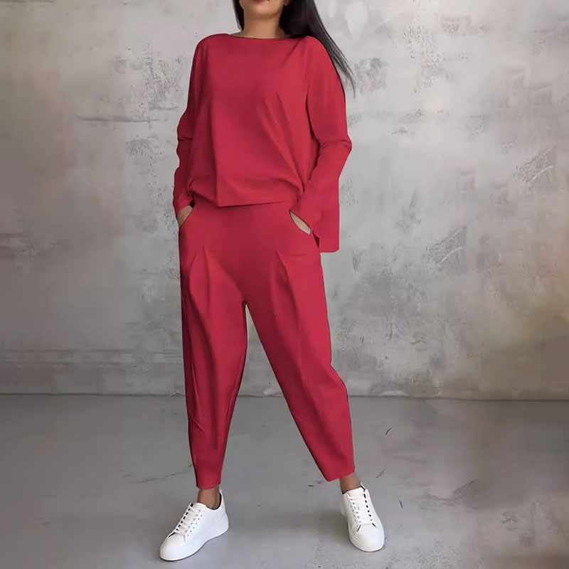 💥50% popusta na ograničeno vrijeme💖 Komplet dugih rukava, bluza s okruglim izrezom i duge hlače 
