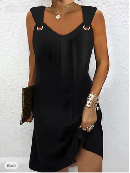 👗👗Nuevo vestido suelto de mujer con escote redondo y mangas murciélago 