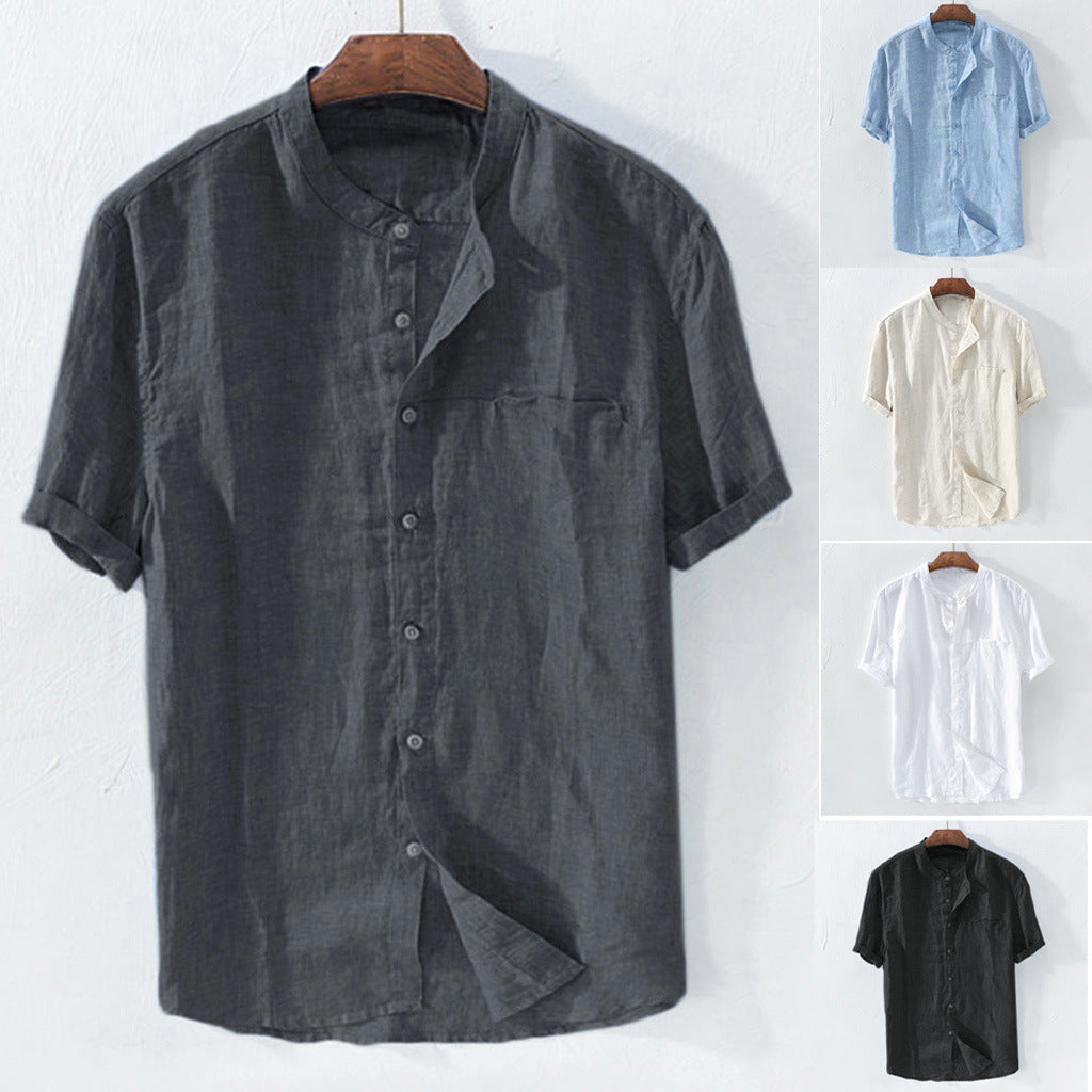 Gran oferta en verano🔥[S-5XL] Camisas informales de algodón y lino de manga corta para hombre