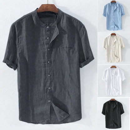 Gran oferta en verano🔥[S-5XL] Camisas informales de algodón y lino de manga corta para hombre