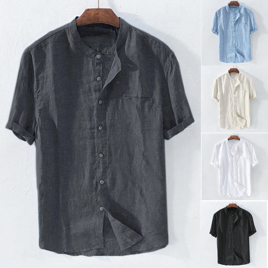 Gran oferta en verano🔥[S-5XL] Camisas informales de algodón y lino de manga corta para hombre