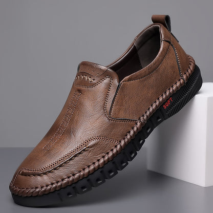 👞【39-44】Nowe męskie skórzane buty casualowe z miękką podeszwą - antypoślizgowe - oddychające