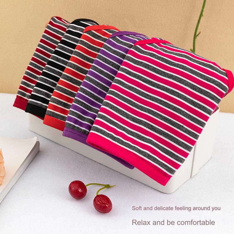 🥰🥰【10 sztuk】【Oferta ograniczona czasowo】 Nowa bawełniana bielizna z wysokim stanem w paski dla osób w średnim wieku i starszych