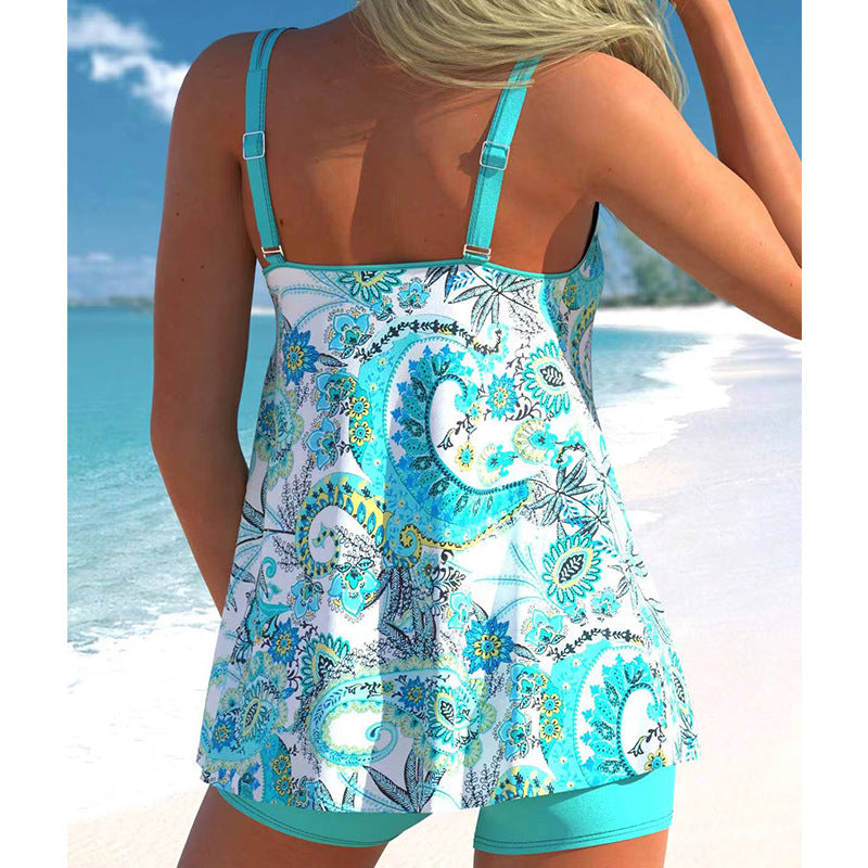 👙【S-5XL】Bañador bóxer de dos piezas estampado para mujer