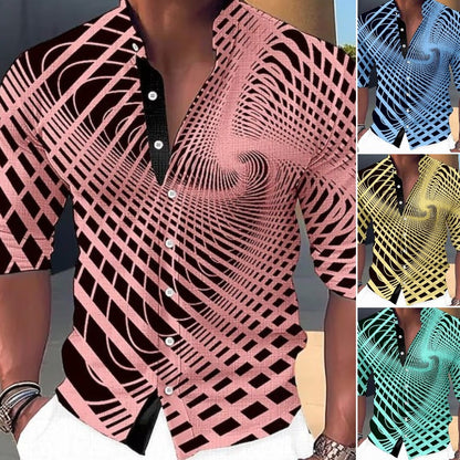 👔【S-6XL】Męska modna, casualowa koszula z długim rękawem i nadrukiem cyfrowym 3D