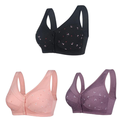 ✨ 【Kup 1, a otrzymasz 2 za darmo】【 40-105kg】 🎉Elegancki bawełniany biustonosz damski w średnim wieku z guzikami