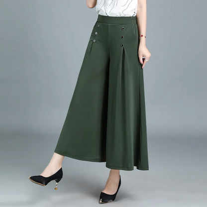💗🔥(El 2º artículo solo cuesta 10€)Falda de pantalón de pierna ancha y cintura alta drapeada a la moda para mujer