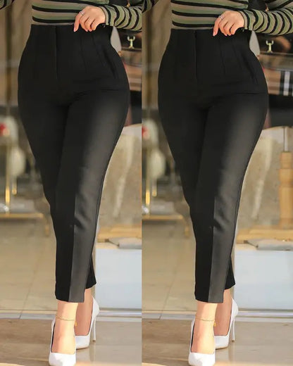 😍😍🤩😄¡Descuento por tiempo limitado! Pantalones casuales de cintura alta de color liso para mujer, novedad de 2025