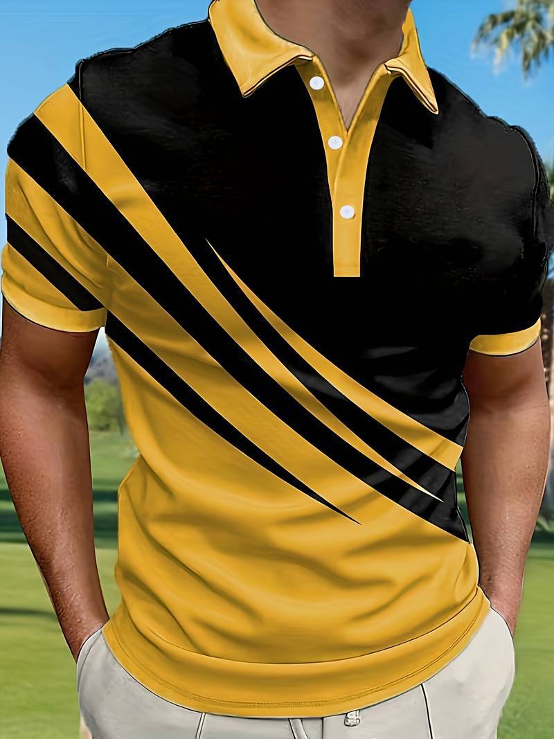 🔥【Oferta ograniczona czasowo】👔【S-6XL】Męska nowa letnia koszulka POLO w paski z nadrukiem 3D