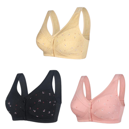 ✨ 【Kup 1, a otrzymasz 2 za darmo】【 40-105kg】 🎉Elegancki bawełniany biustonosz damski w średnim wieku z guzikami
