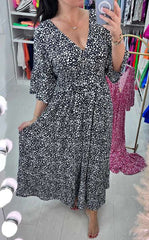 【S-5XL】Nowa gorąca sukienka plus size z dekoltem w szpic w kwiaty