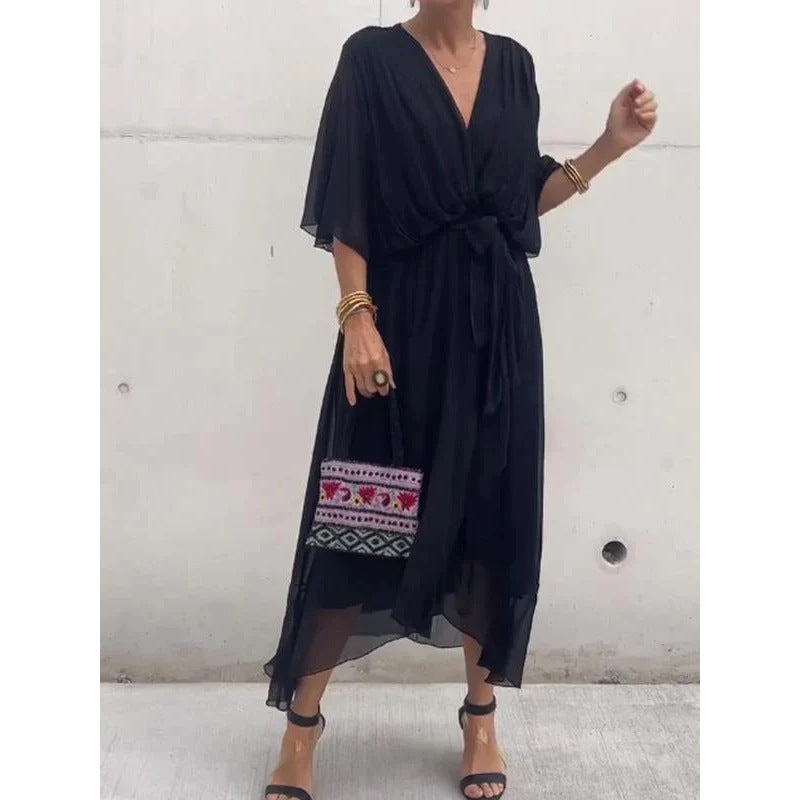 💟【S-5XL】👗 Višebojna čipkana haljina od šifona s rukavima u obliku krila šišmiša 