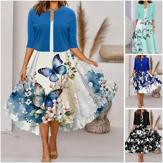 👗 Dvodijelni set spuštene haljine plus mali blejzer 【S-2XL】 