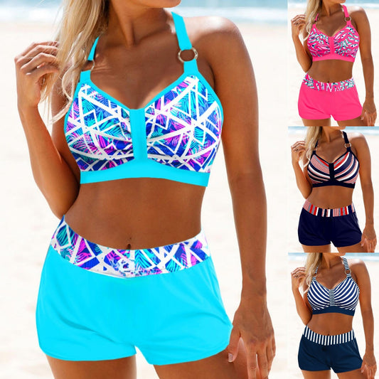 【🔥Vruća rasprodaja🔥】👙 Novi seksi bikini u velikim veličinama✅Razdvojeni kupaći kostim s višebojnim prugama 