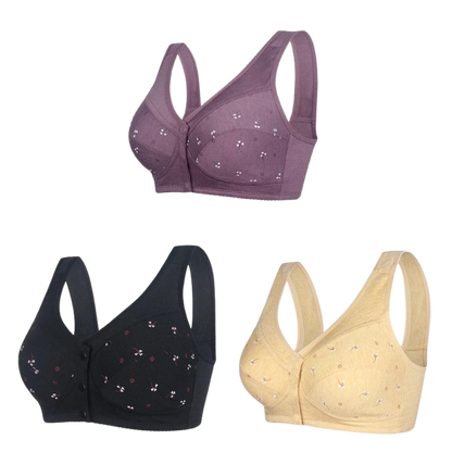 ✨ 【Kup 1, a otrzymasz 2 za darmo】【 40-105kg】 🎉Elegancki bawełniany biustonosz damski w średnim wieku z guzikami