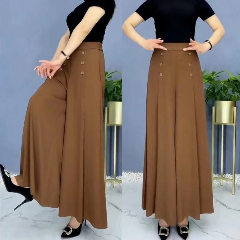 💖【M-5XL】Falda drapeada de moda para mujer con piernas anchas y cintura alta 