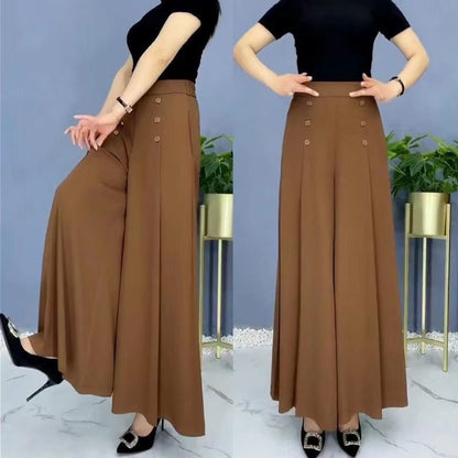 💖【M-5XL】Falda drapeada de moda para mujer con piernas anchas y cintura alta 