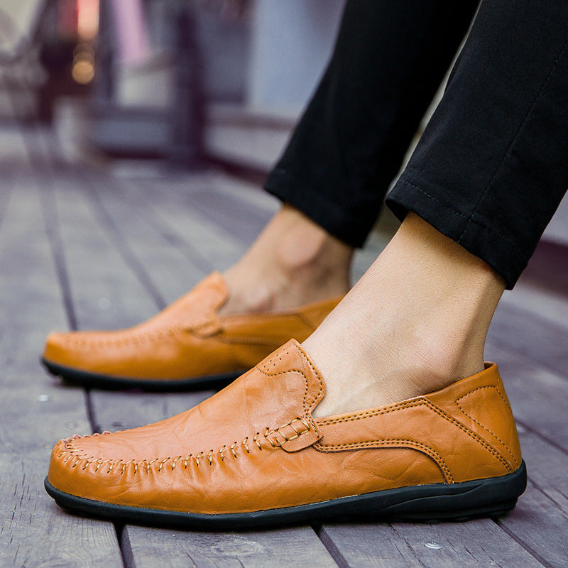 🔥💥2025 Nuevos zapatos casuales de cuero de moda para hombre: antideslizantes y transpirables 