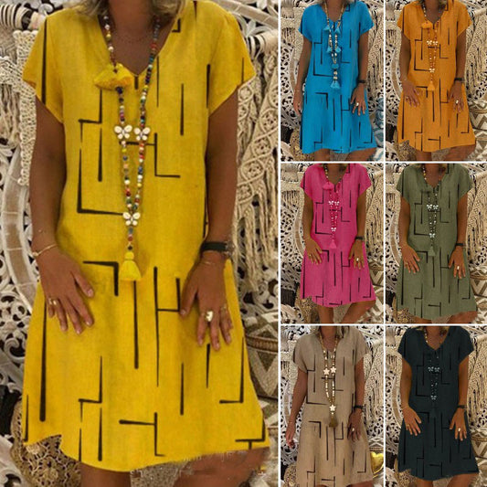 👗【S-5XL】Pamučna haljina s V-izrezom iz 2025. 