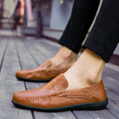 🔥💥2025 Nuevos zapatos casuales de cuero de moda para hombre: antideslizantes y transpirables 