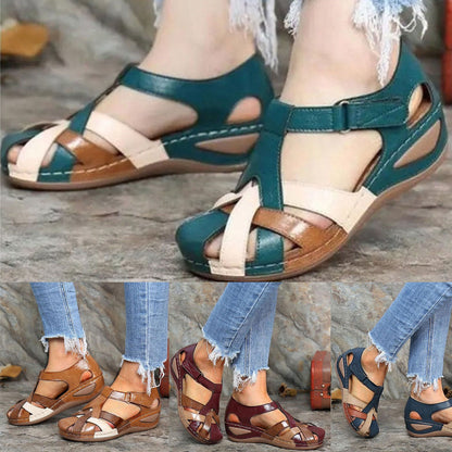 2025 primavera y verano nuevas sandalias huecas de suela gruesa para mujer