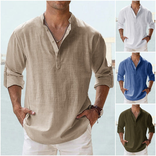 🌴👕【S-5XL】Muška košulja dugih rukava od pamuka i lana.